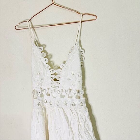 EUC Stella Laguna Beach White Boho Mini Dress Medium - Picture 4 of 6